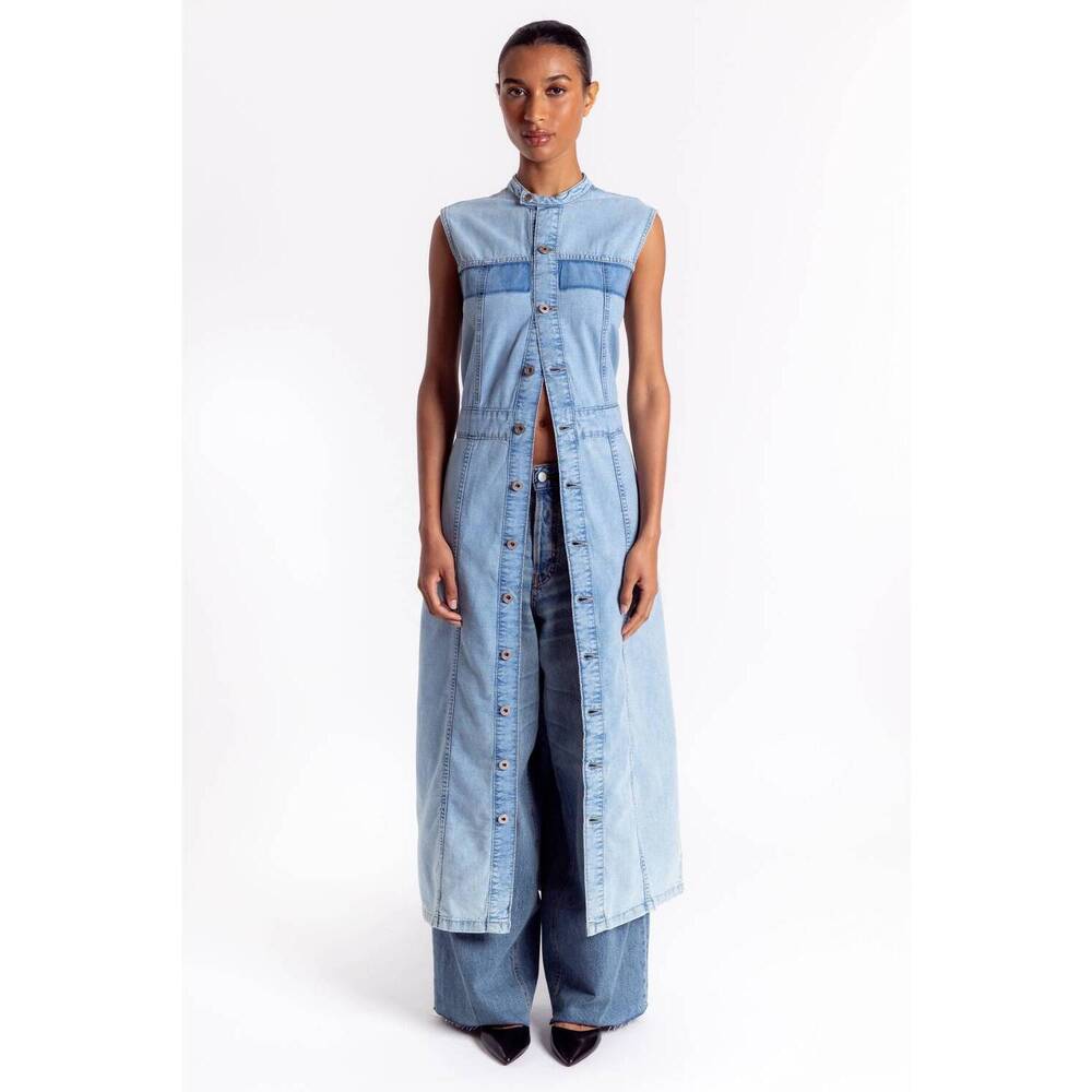 NEW OUTLAND DENIM ethel maxi dress in broken blue